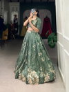 Green Colour Tussar Silk Wedding Wear Lahenga With Blouse And Koti NNK1129